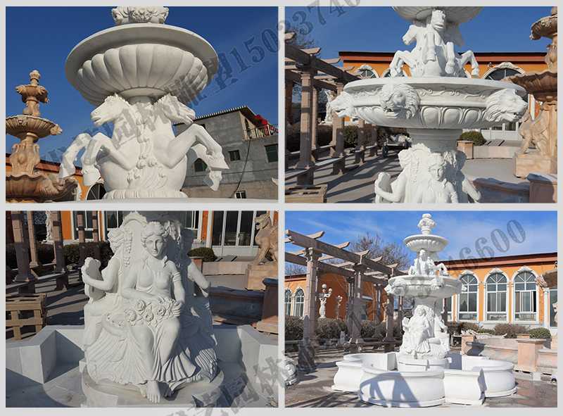 大理石噴泉，歐式人物動物噴泉，室外景觀噴泉定制